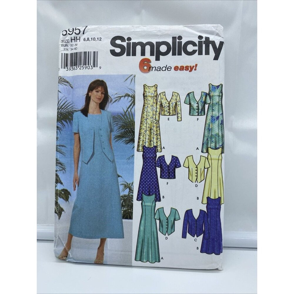 Simplicity 5957 Misses Dress Jacket Sewing Pattern Size HH 6 8 10 12 Uncut 2002